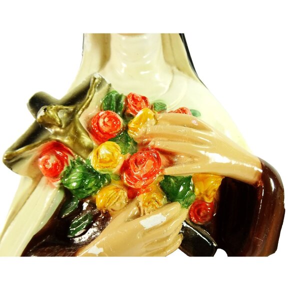 St Therese of Lisieux Vintage Saint Statue Ceramic 16in Catholic Church Decor - Picture 6 of 15